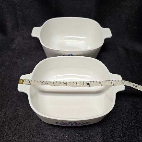 CorningWare Blue Cornflower 1.5 & 2 QT. Stoneware Casserole Dish x2 & Glass Lid - Picture 13 of 15